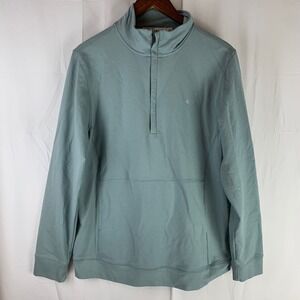 Criquet Quarter Zip Pullover Mens Large Green Pima Cotton Stretch Pocket